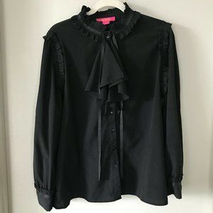 Catherine Malandrino Tie Neck Black Blouse Size XL
